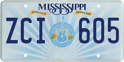 MS license plate ZCI605