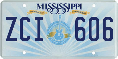 MS license plate ZCI606
