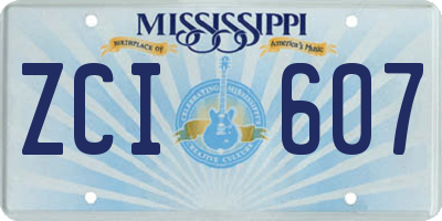 MS license plate ZCI607