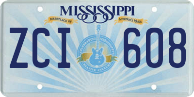 MS license plate ZCI608