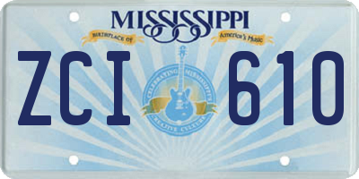 MS license plate ZCI610