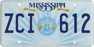 MS license plate ZCI612