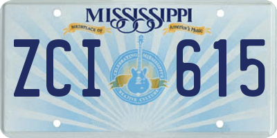 MS license plate ZCI615