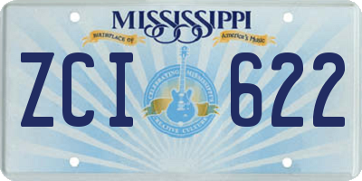 MS license plate ZCI622
