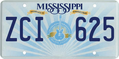 MS license plate ZCI625