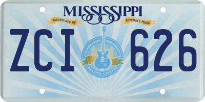 MS license plate ZCI626