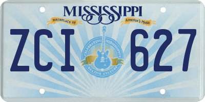 MS license plate ZCI627