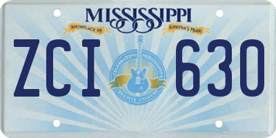 MS license plate ZCI630