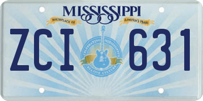 MS license plate ZCI631