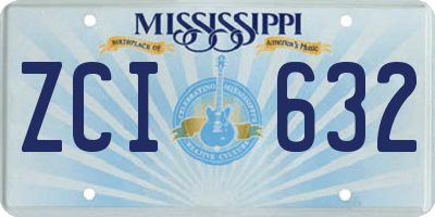 MS license plate ZCI632