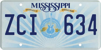 MS license plate ZCI634