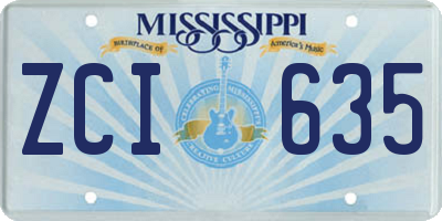 MS license plate ZCI635