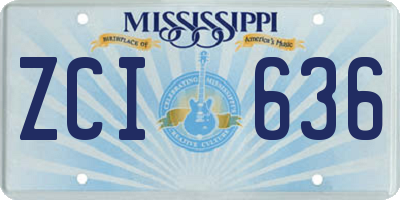 MS license plate ZCI636