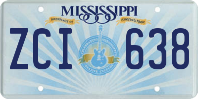 MS license plate ZCI638