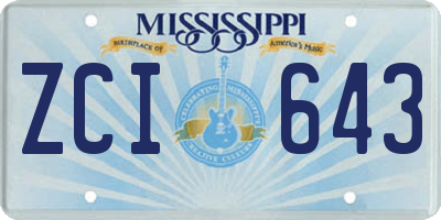 MS license plate ZCI643