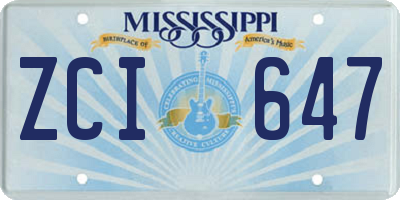 MS license plate ZCI647