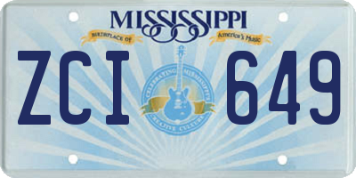 MS license plate ZCI649