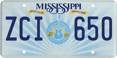 MS license plate ZCI650