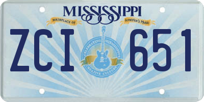 MS license plate ZCI651