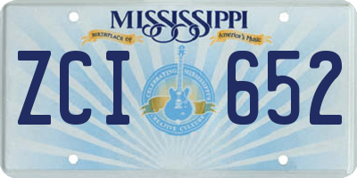 MS license plate ZCI652