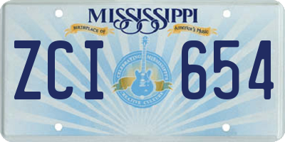 MS license plate ZCI654