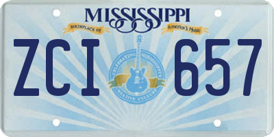 MS license plate ZCI657