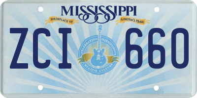 MS license plate ZCI660