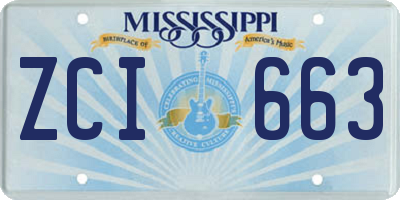 MS license plate ZCI663