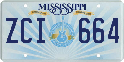 MS license plate ZCI664