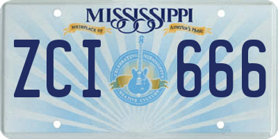 MS license plate ZCI666