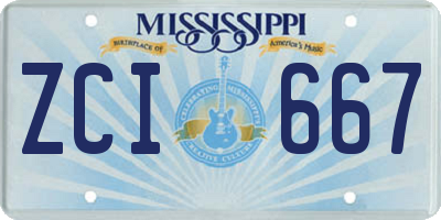 MS license plate ZCI667