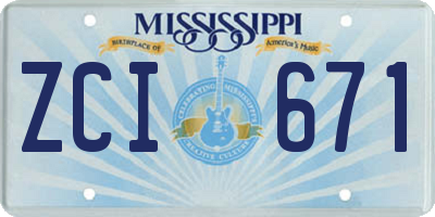 MS license plate ZCI671