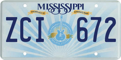 MS license plate ZCI672