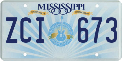 MS license plate ZCI673