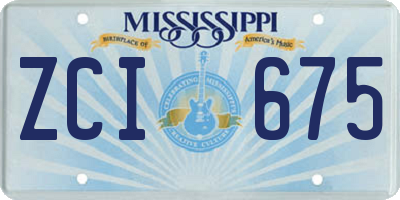 MS license plate ZCI675