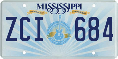 MS license plate ZCI684