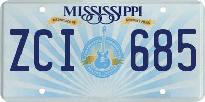 MS license plate ZCI685
