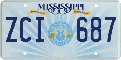 MS license plate ZCI687