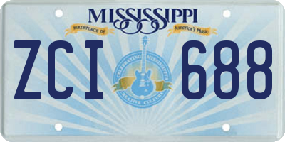 MS license plate ZCI688