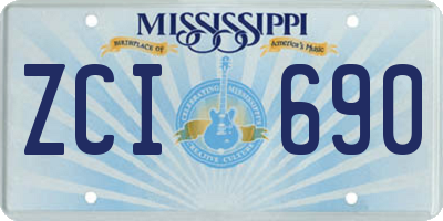 MS license plate ZCI690