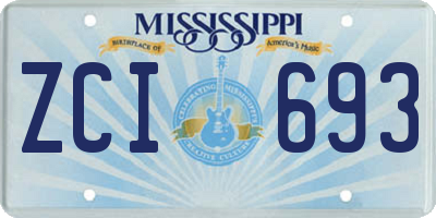 MS license plate ZCI693