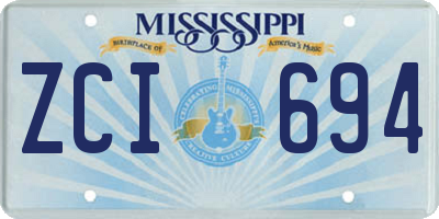 MS license plate ZCI694