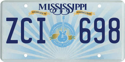 MS license plate ZCI698
