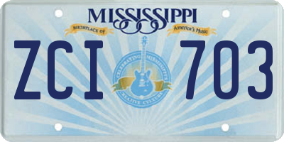 MS license plate ZCI703