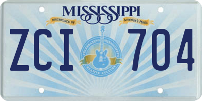 MS license plate ZCI704