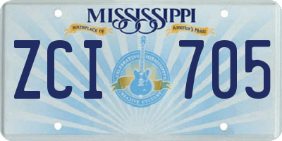 MS license plate ZCI705