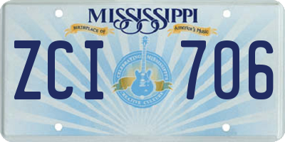 MS license plate ZCI706