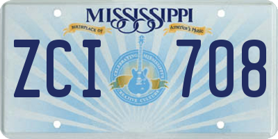 MS license plate ZCI708