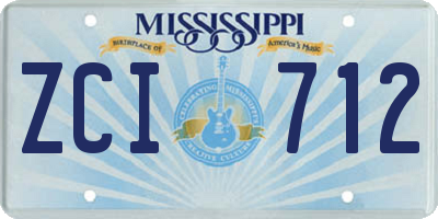 MS license plate ZCI712