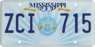 MS license plate ZCI715